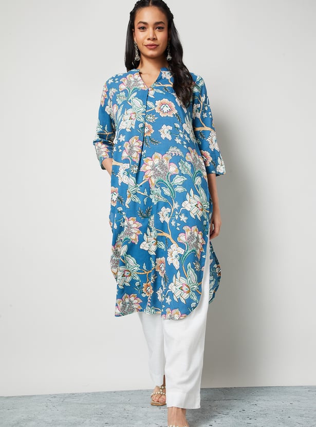 MELANGE Floral Print Straight Kurta
