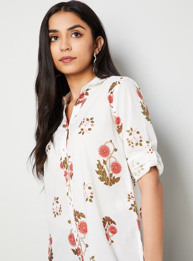 MELANGE Floral Print Straight Kurti