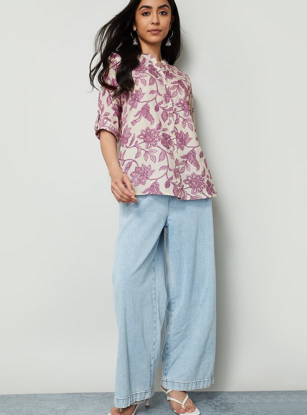 MELANGE Floral Print Straight Kurti