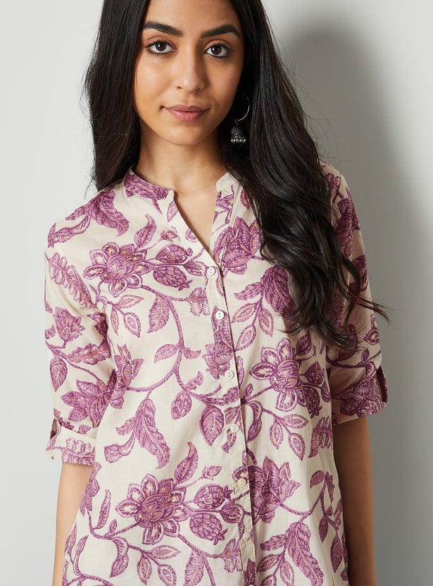 MELANGE Floral Print Straight Kurti