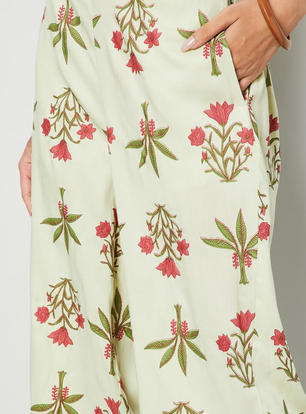 MELANGE Floral Print Straight Kurta Set