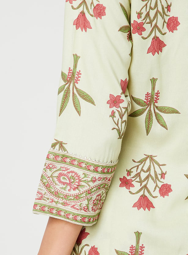 MELANGE Floral Print Straight Kurta Set