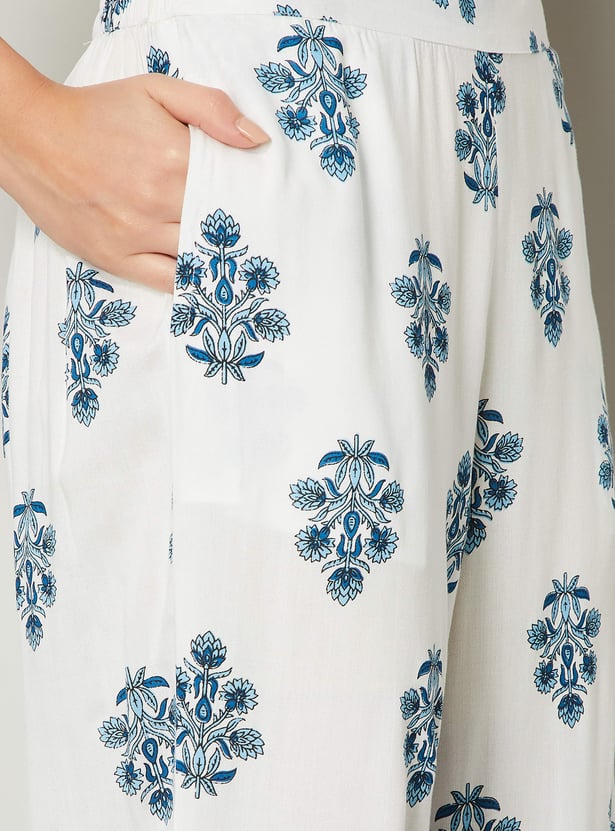 MELANGE Floral Print Straight Kurta Set