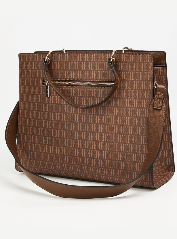 ELLE Monogram Print Handheld Bag