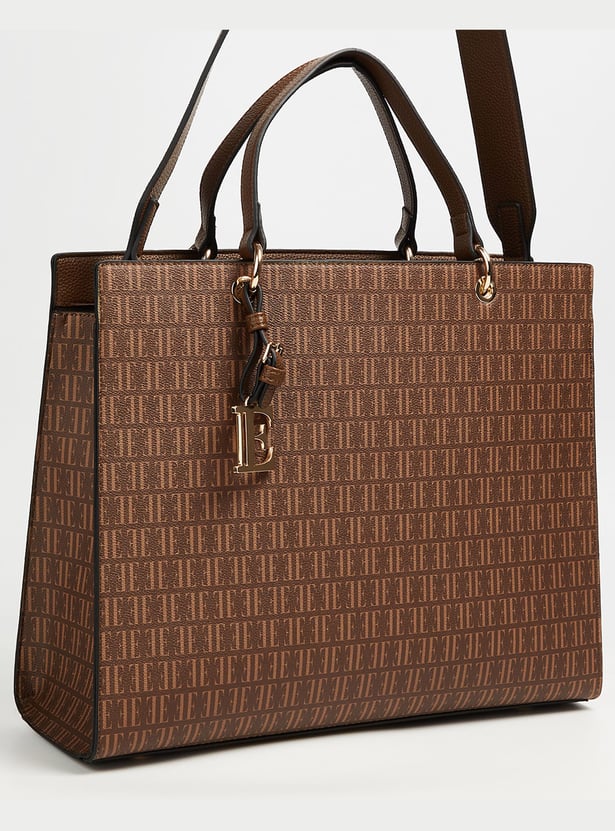 ELLE Monogram Print Handheld Bag