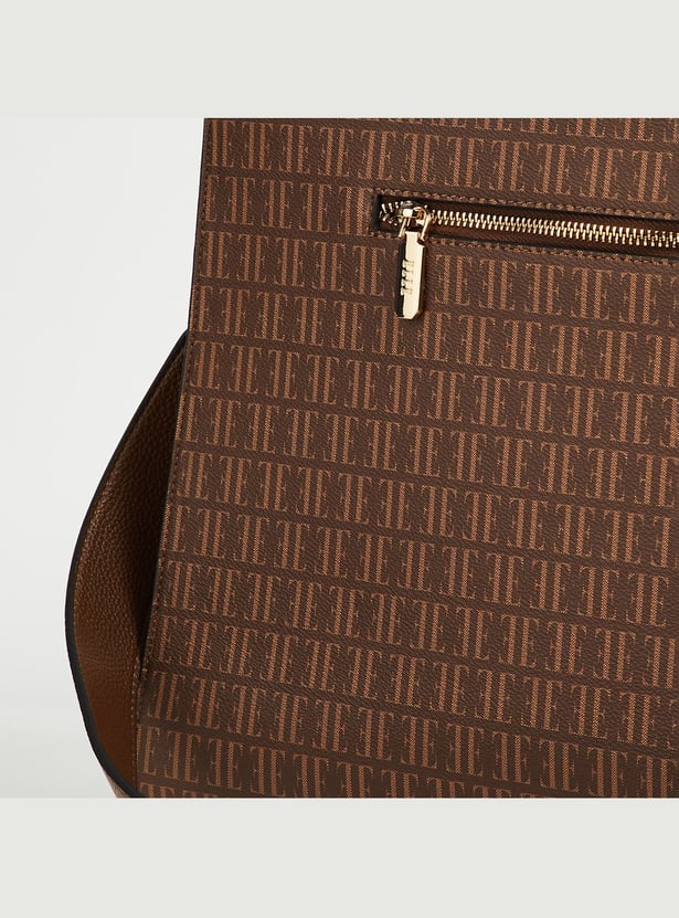 ELLE Monogram Print Handheld Bag