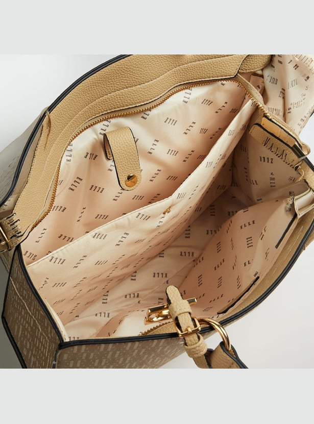 ELLE Monogram Print Handheld Bag