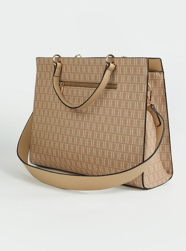 ELLE Monogram Print Handheld Bag