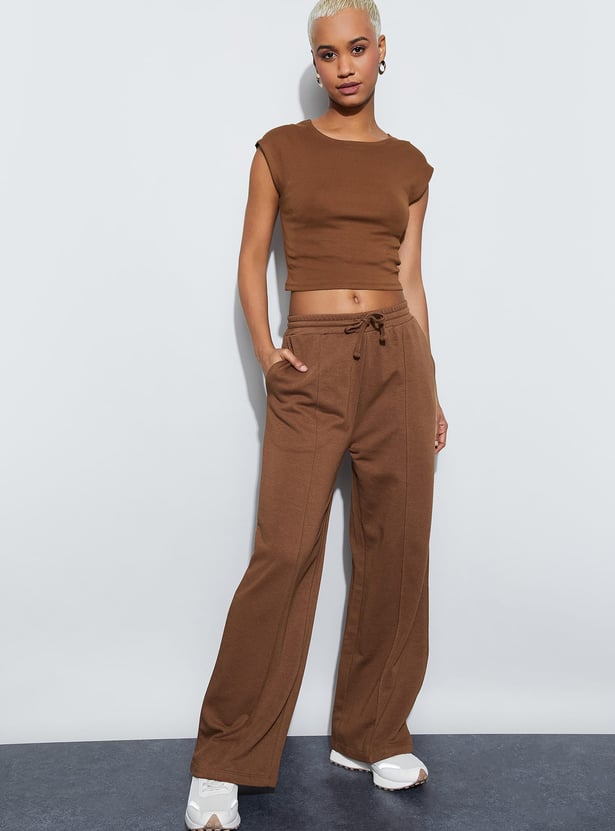 GINGER Solid Drawstring Track Pants