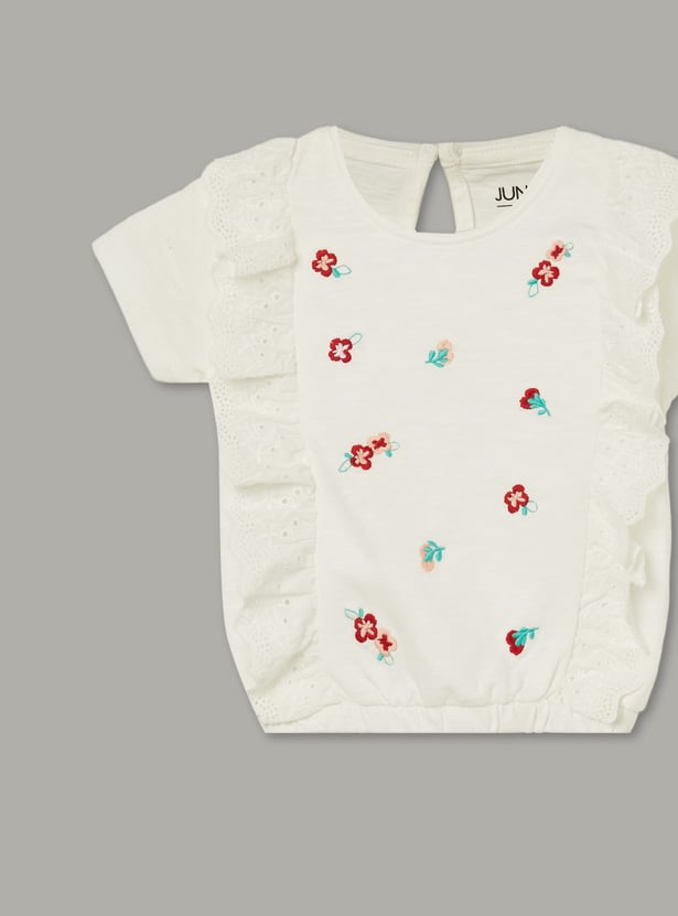 JUNIORS Girls Embroidered Top