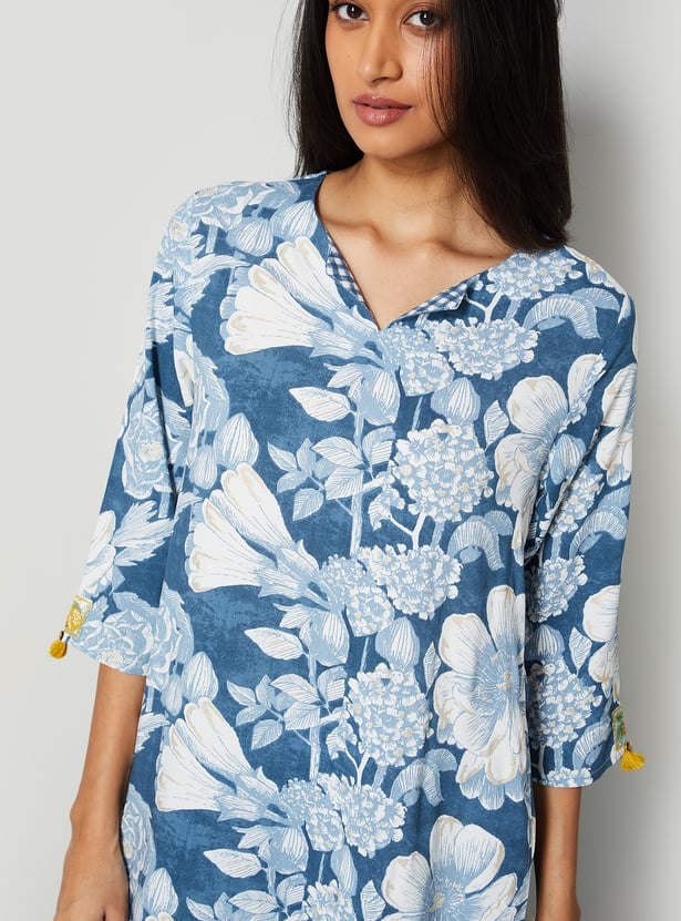 MELANGE Floral Print Palazzo Kurta Set