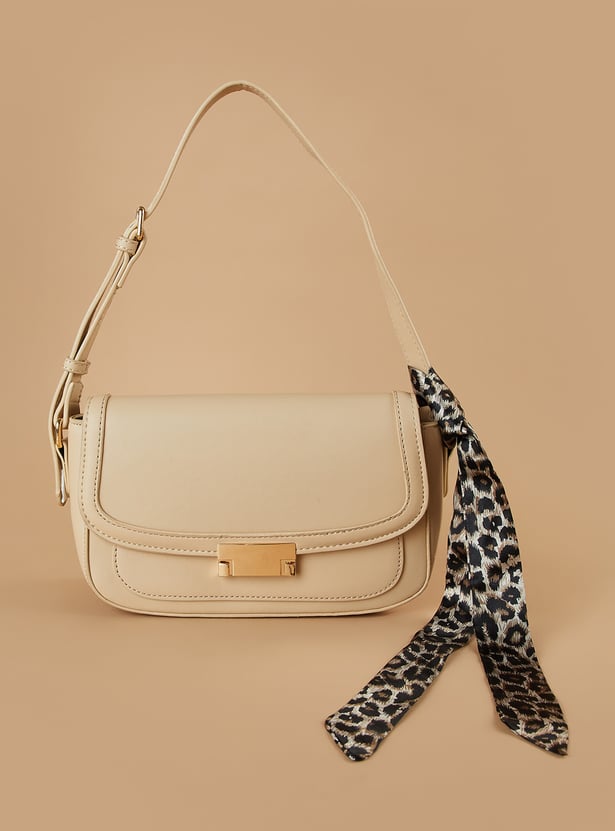 CODE Solid Shoulder Bag with Scarf