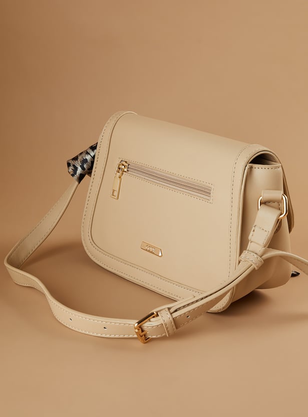 CODE Solid Shoulder Bag with Scarf