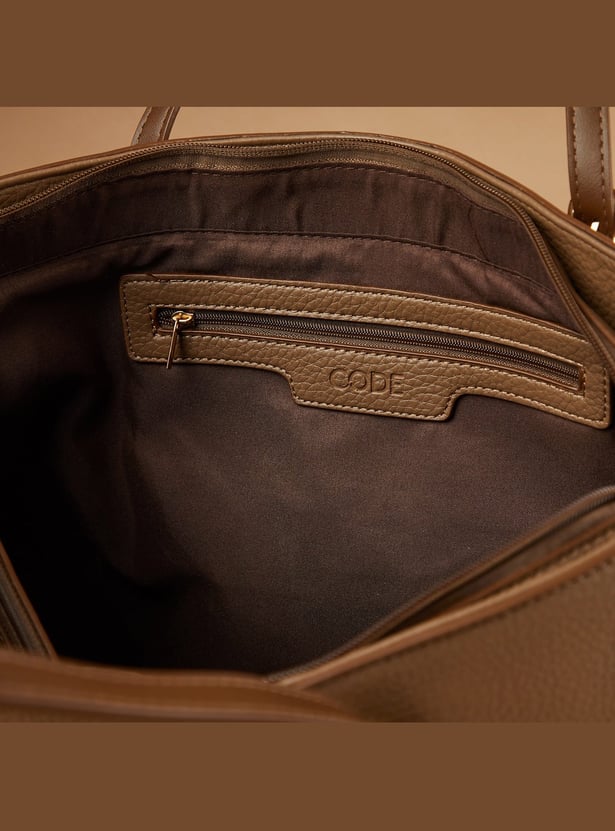 CODE Textured Shoulder Bag with Pouch