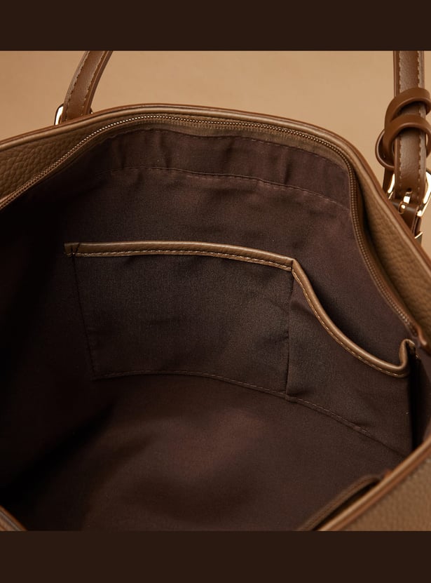 CODE Textured Shoulder Bag with Pouch
