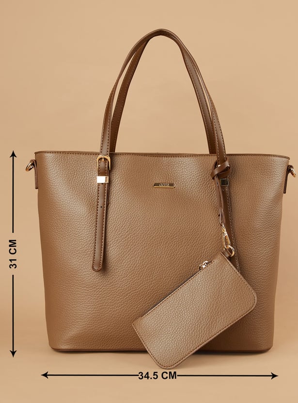 CODE Textured Shoulder Bag with Pouch