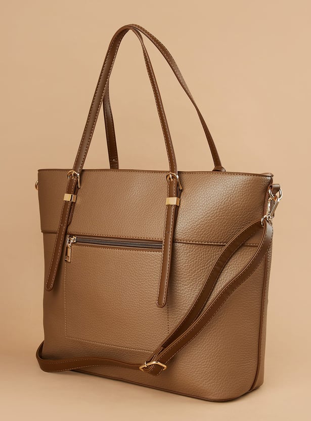 CODE Textured Shoulder Bag with Pouch