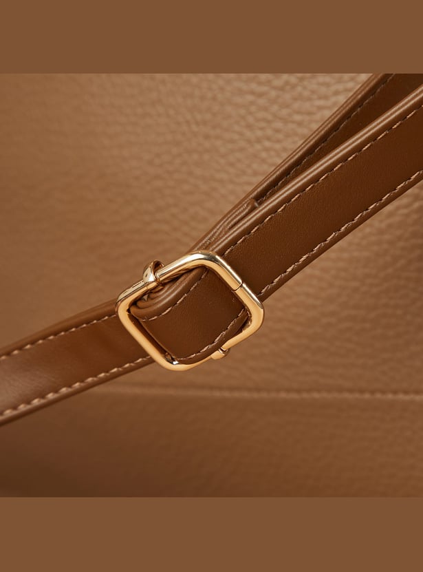CODE Textured Shoulder Bag with Pouch