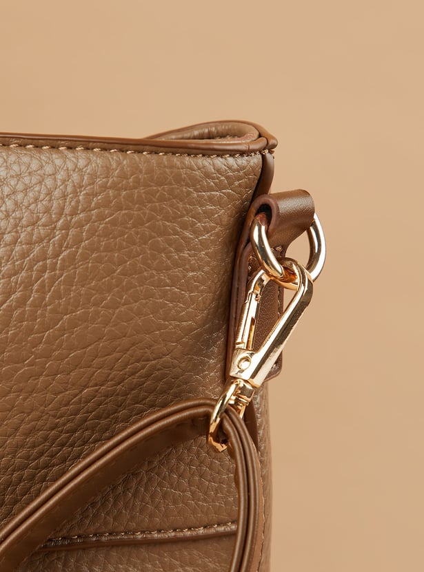 CODE Textured Shoulder Bag with Pouch