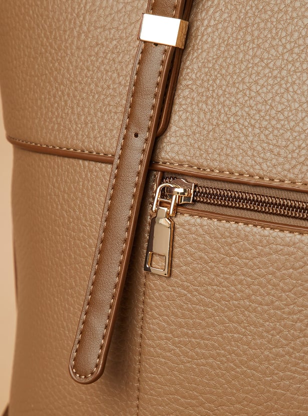 CODE Textured Shoulder Bag with Pouch