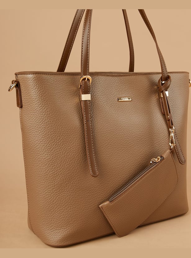 CODE Textured Shoulder Bag with Pouch