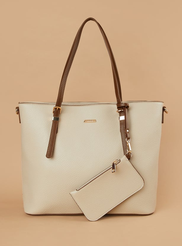 CODE Textured Shoulder Bag with Pouch