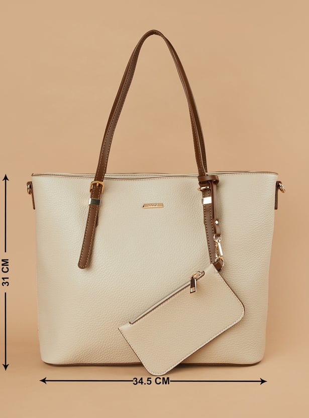 CODE Textured Shoulder Bag with Pouch