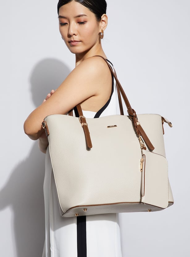 CODE Textured Shoulder Bag with Pouch