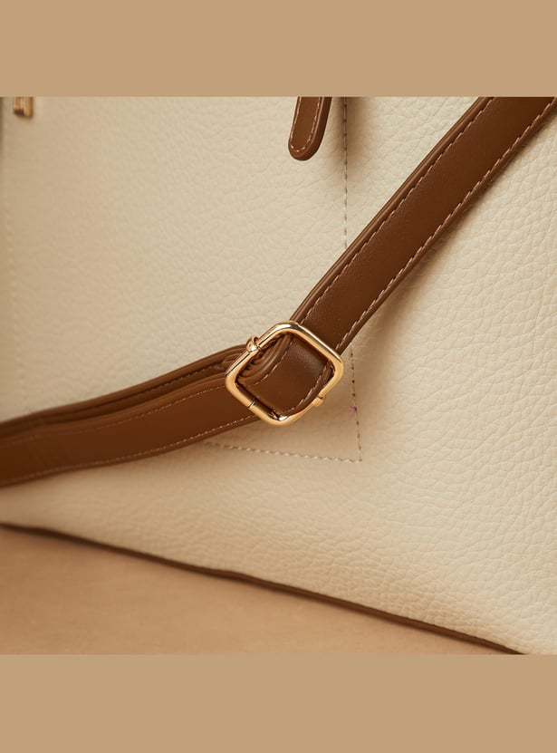 CODE Textured Shoulder Bag with Pouch