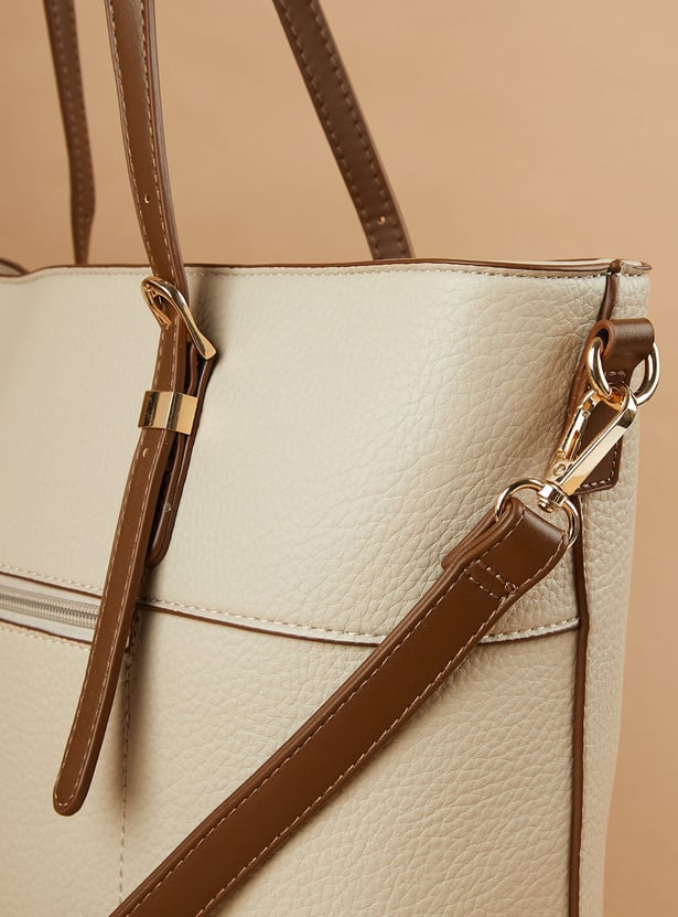 CODE Textured Shoulder Bag with Pouch