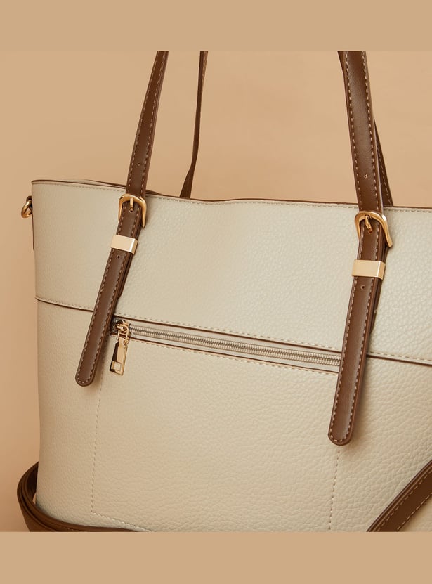 CODE Textured Shoulder Bag with Pouch