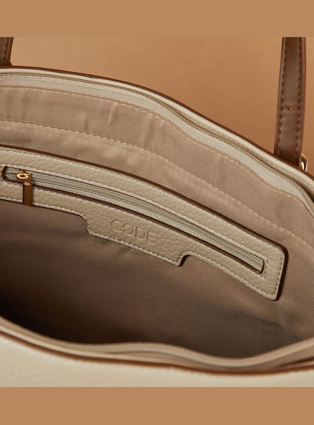 CODE Textured Shoulder Bag with Pouch