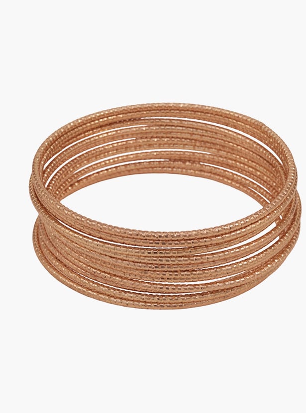 TONIQ Plated Carved Stacked Bangles - Pack of 12
