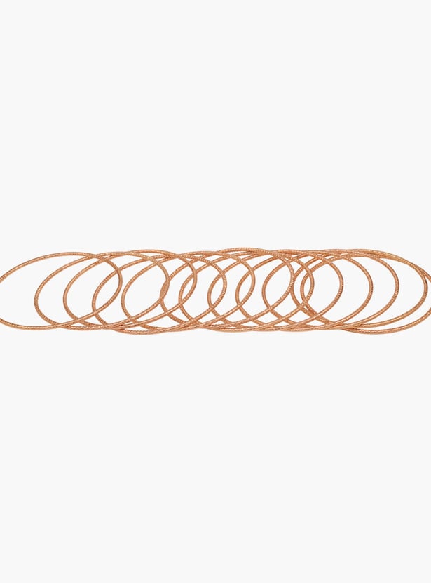 TONIQ Plated Carved Stacked Bangles - Pack of 12