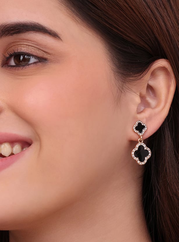 TONIQ Embellished Quatrefoil Drop Earrings