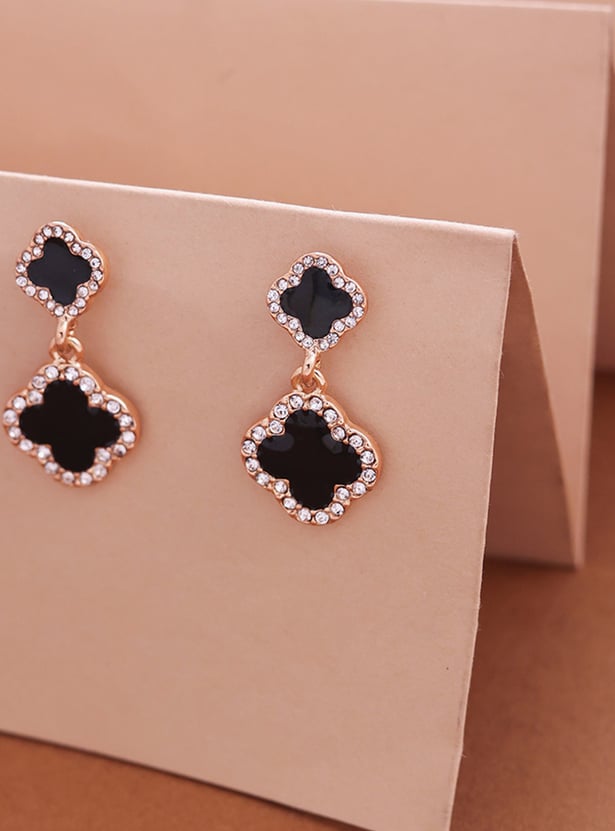 TONIQ Embellished Quatrefoil Drop Earrings