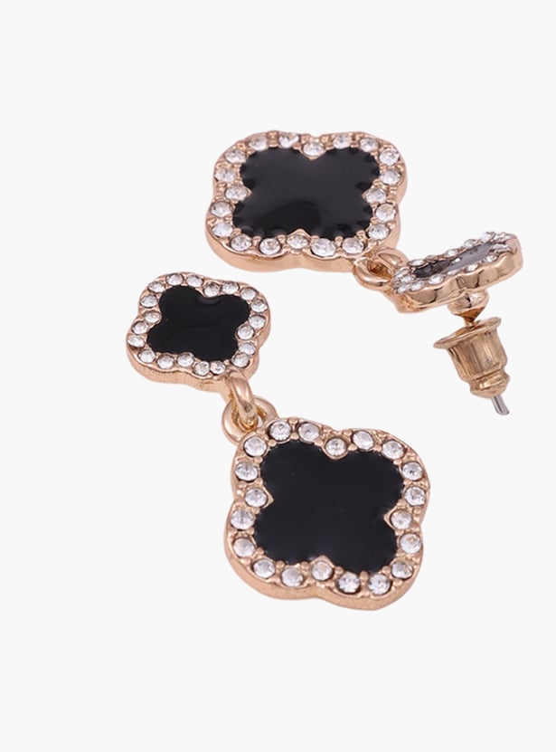 TONIQ Embellished Quatrefoil Drop Earrings