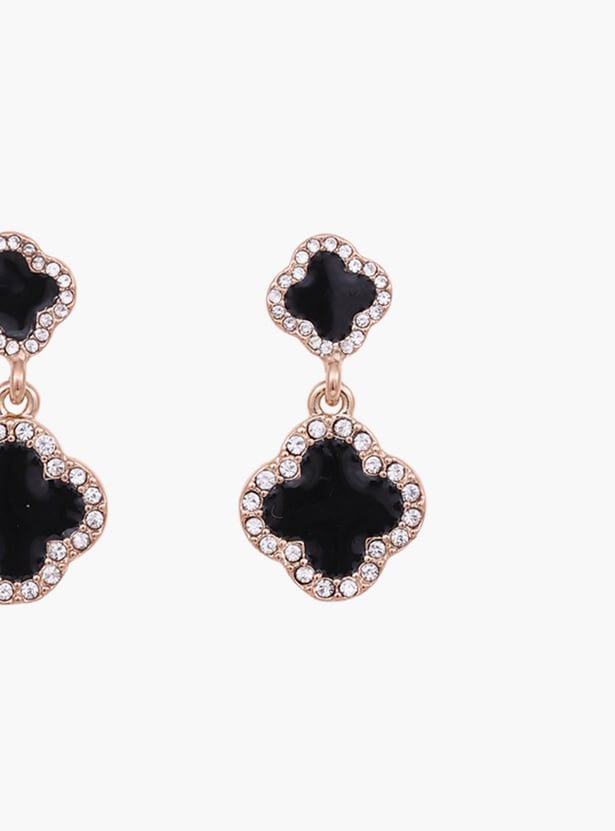 TONIQ Embellished Quatrefoil Drop Earrings