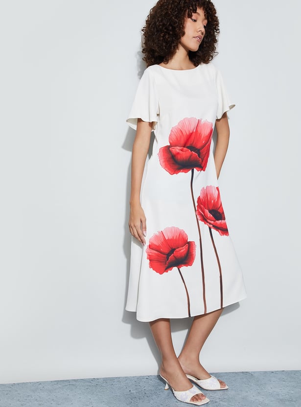 CODE Floral Print Midi Dress