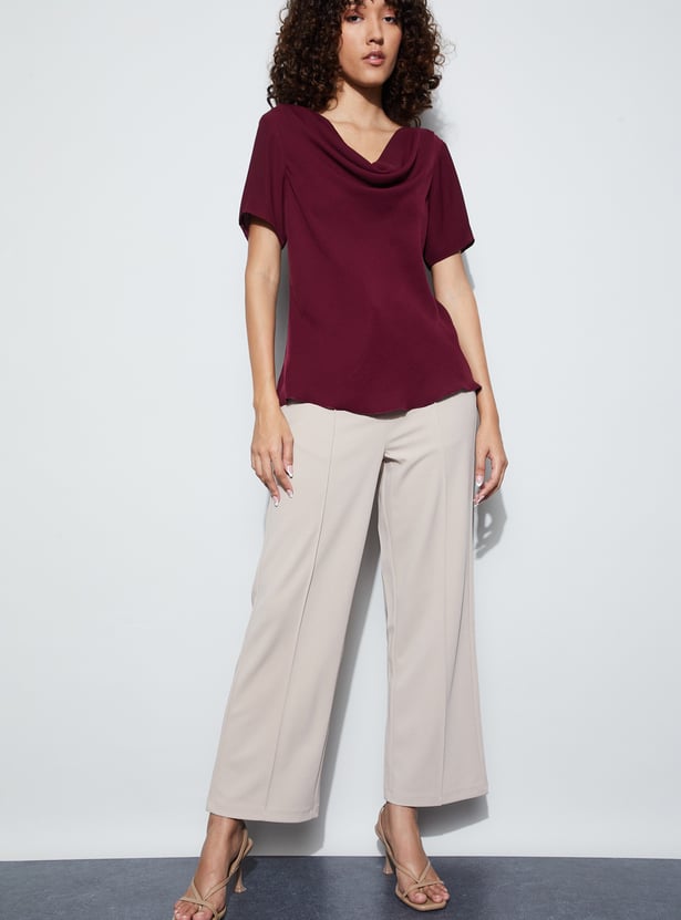 CODE Solid Cowl Neck Top