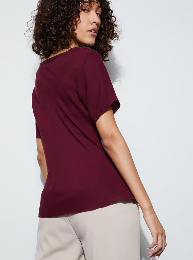 CODE Solid Cowl Neck Top