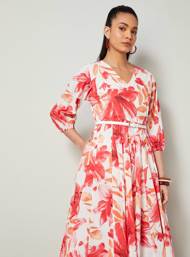 COLOUR ME Floral Print A-line Dress