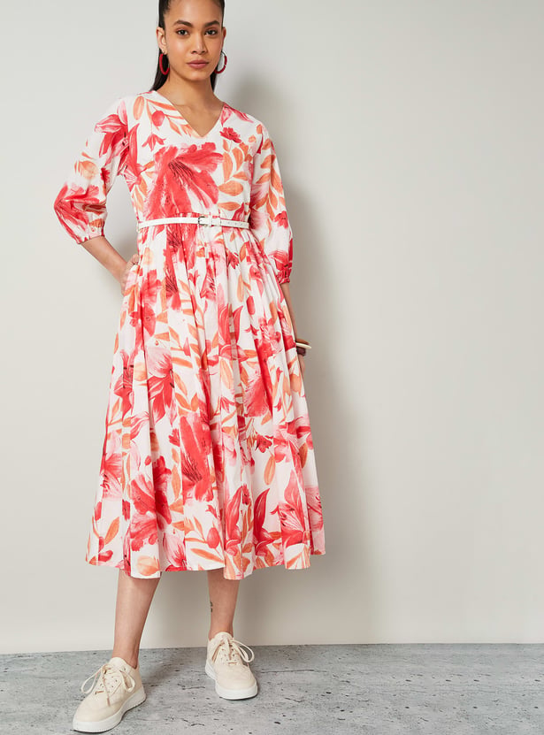 COLOUR ME Floral Print A-line Dress
