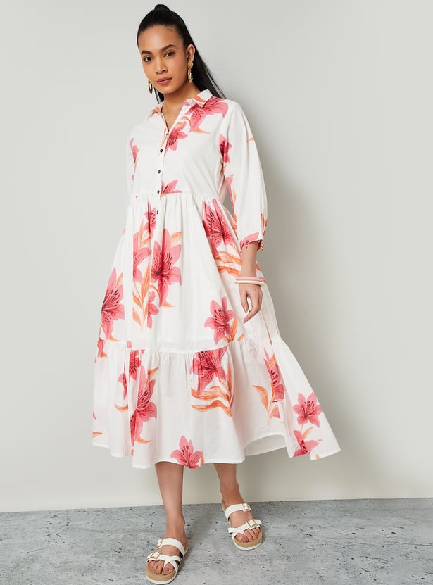 COLOUR ME Floral Print Tiered Dress