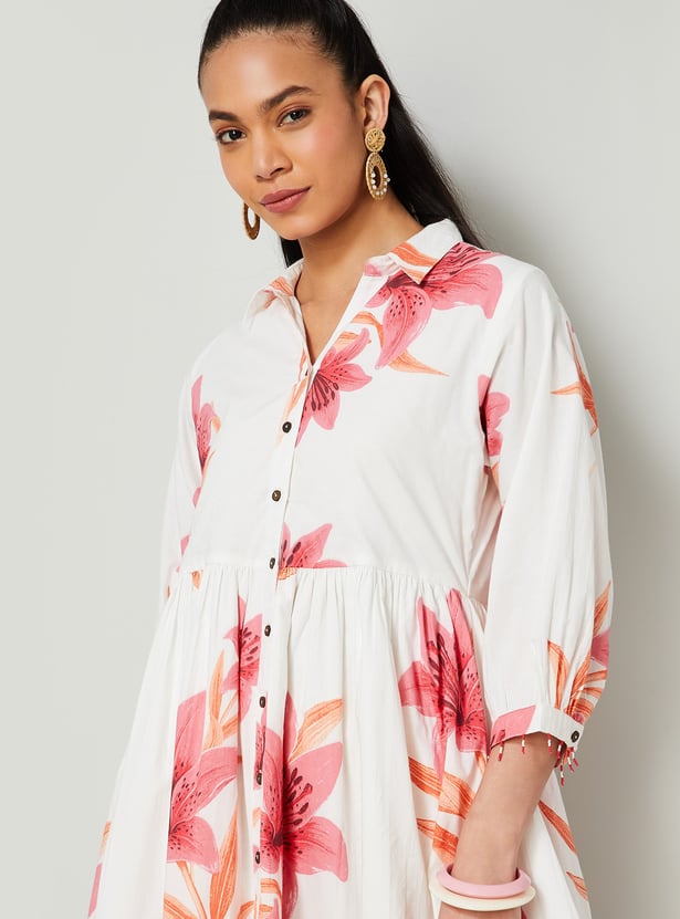 COLOUR ME Floral Print Tiered Dress