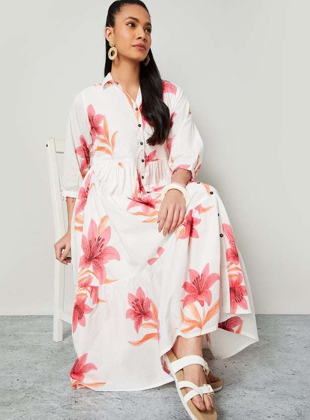 COLOUR ME Floral Print Tiered Dress