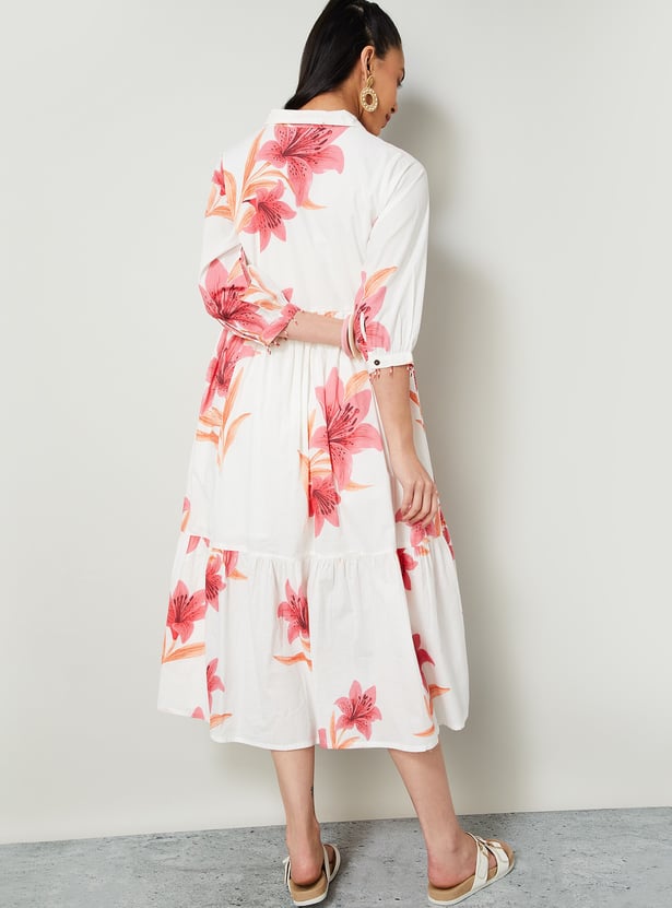 COLOUR ME Floral Print Tiered Dress