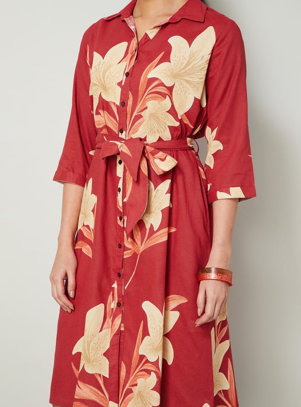 COLOUR ME Floral Print Shirt Dress