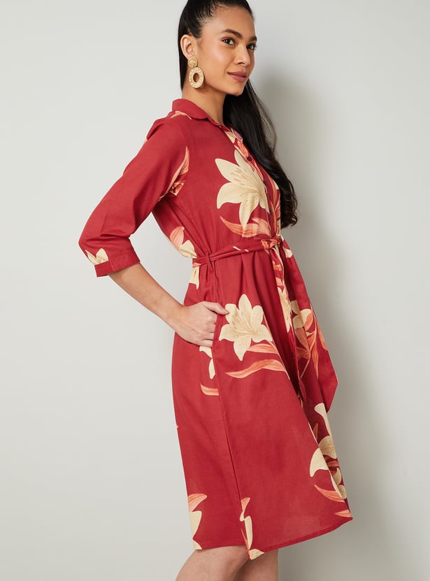 COLOUR ME Floral Print Shirt Dress