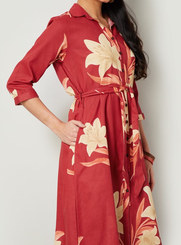 COLOUR ME Floral Print Shirt Dress